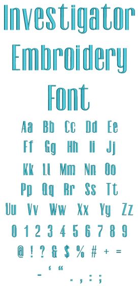 Investigator Embroidery Font | Machine Embroidery Designs by JuJu
