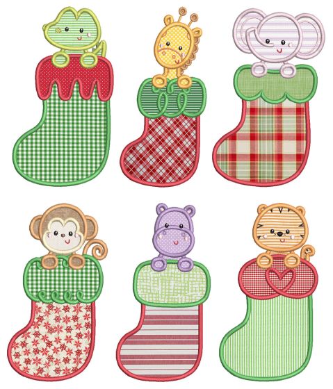 Peeking Stocking Critters Machine Embroidery Designs by JuJu
