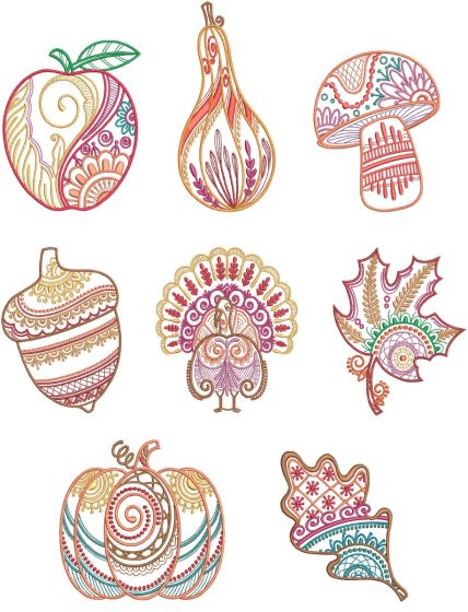 Autumn Mehndi Machine Embroidery Designs by JuJu