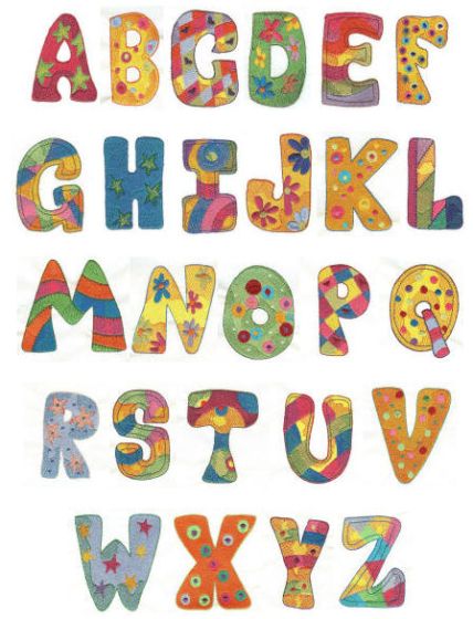 Funky Alphabet Machine Embroidery Designs by JuJu