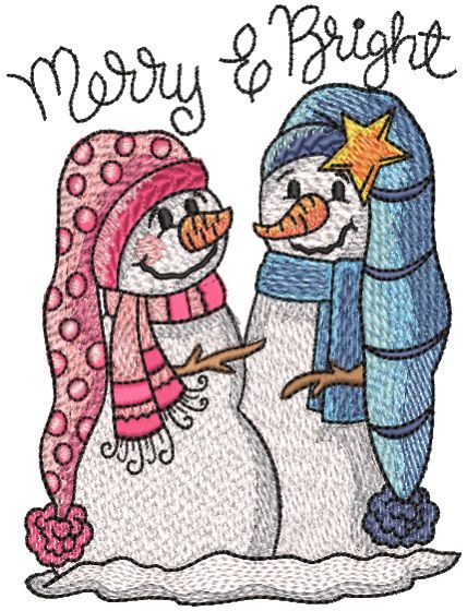 Merry And Brighy Whimsy Snowmen | Machine Embroidery Designs by JuJu