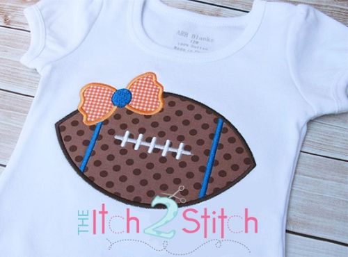 Football Bow Applique | Machine Embroidery Designs by JuJu