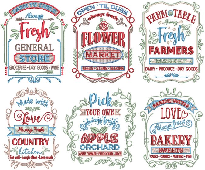 Farm Fresh Markets Machine Embroidery Designs by JuJu