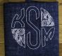 Three Letter Deco Bean Stitch Circular Monogram Machine Embroidery Designs by JuJu