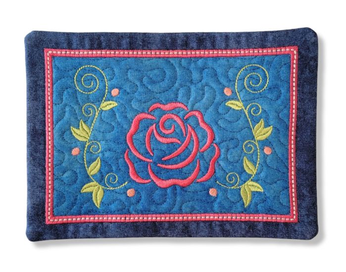 ITH Roses Mug Rug 1 | Machine Embroidery Designs by JuJu