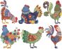 Folk Art Chickens Filled Machine Embroidery Designs by JuJu