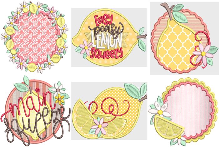 Fresh Lemons Digital Machine Embroidery Designs by JuJu