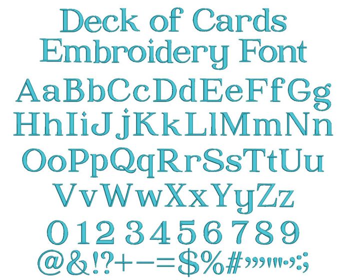 Deck of Cards Embroidery Font | Machine Embroidery Designs by JuJu