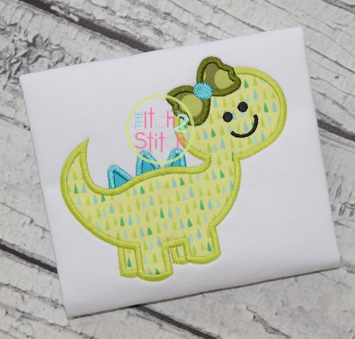 Dinosaur Girl Applique | Machine Embroidery Designs by JuJu