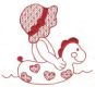 Summer Fun Sunbonnets Redwork Machine Embroidery Designs by JuJu