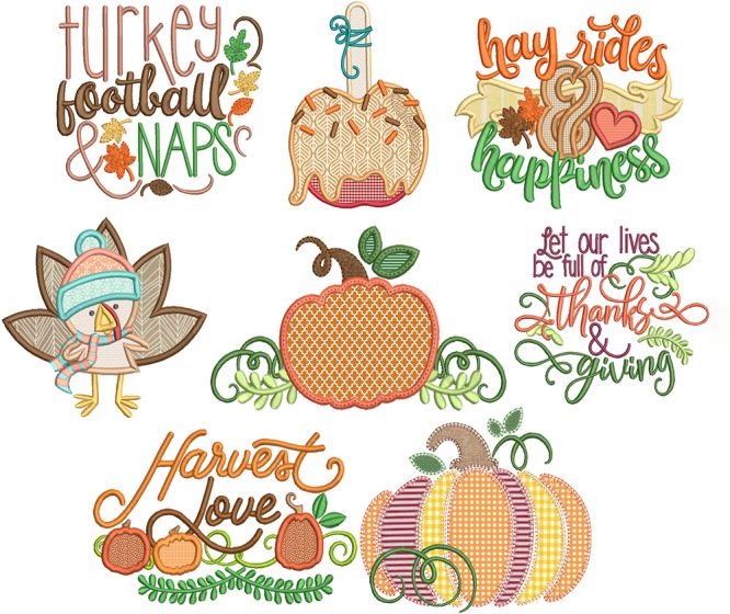 Harvest Fun 3 Machine Embroidery Designs By JuJu
