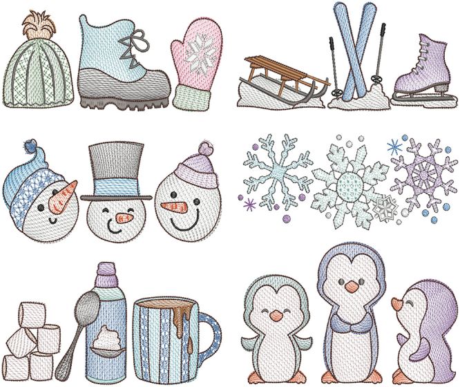 Winter Trios | Machine Embroidery Designs by JuJu