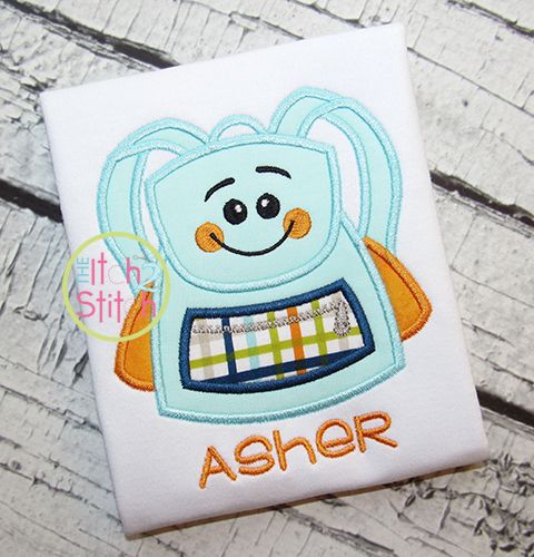 Happy Backpack Applique | Machine Embroidery Designs by JuJu