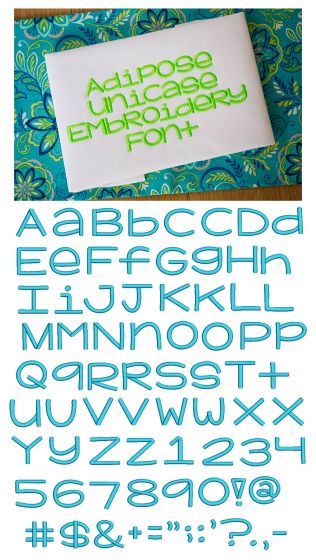 Adipose Unicase Embroidery Font Machine Embroidery Designs by JuJu