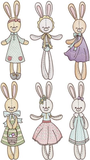 Ragdoll Bunnies | Machine Embroidery Designs by JuJu