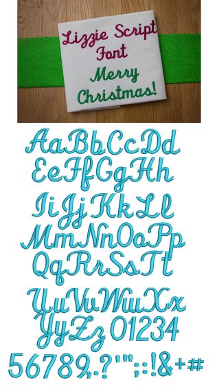 Lizzie Script Embroidery Font Machine Embroidery Designs by JuJu