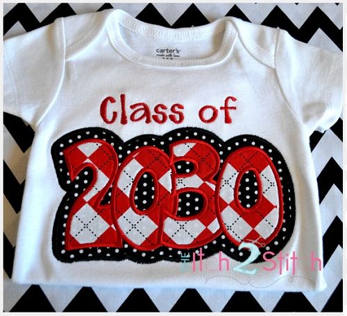 Class of 2030 Double Applique | Machine Embroidery Designs by JuJu