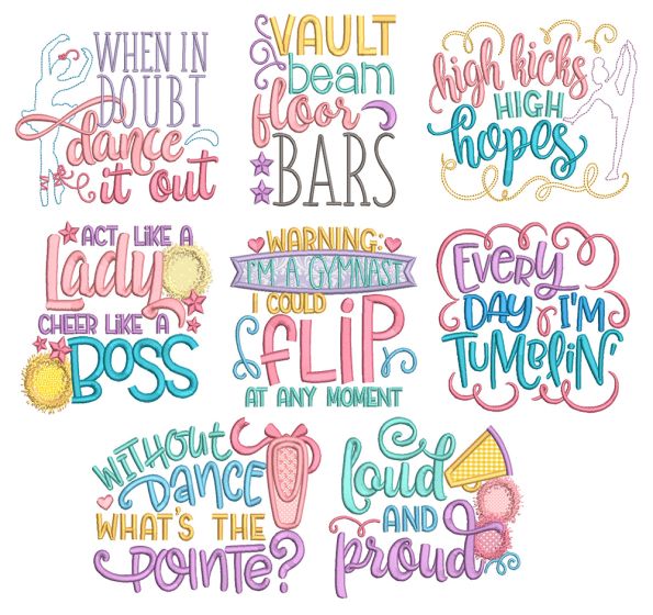 Cheer Gym Dance Sayings 2 Machine Embroidery Designs By JuJu
