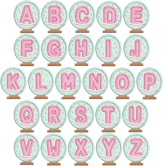 Snowglobe Alphabet | Machine Embroidery Designs by JuJu