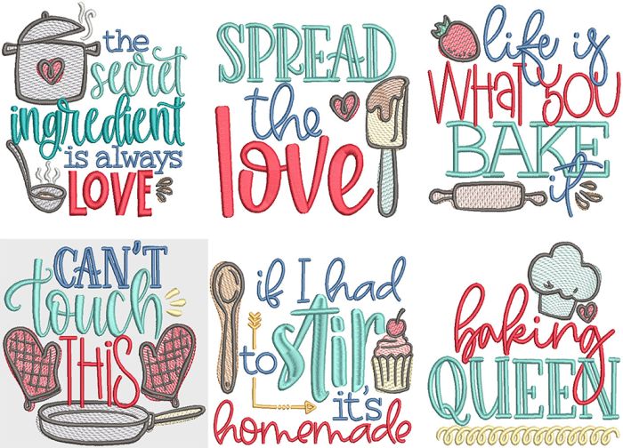 Kitchen Word Art 2 | Machine Embroidery Designs by JuJu