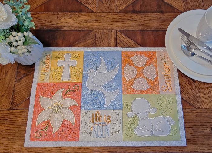 ITH Easter Blessings Placemat | Machine Embroidery Designs by JuJu