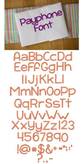 Payphone Embroidery Font Machine Embroidery Designs by JuJu