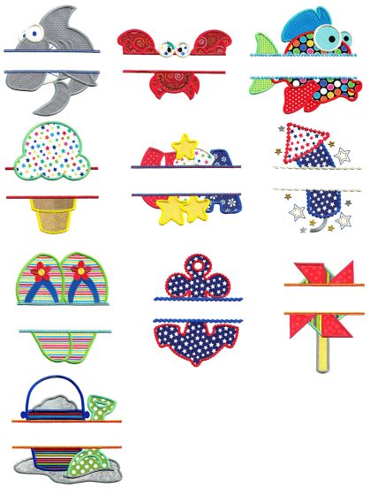 Split Summer Applique Machine Embroidery Designs by JuJu 