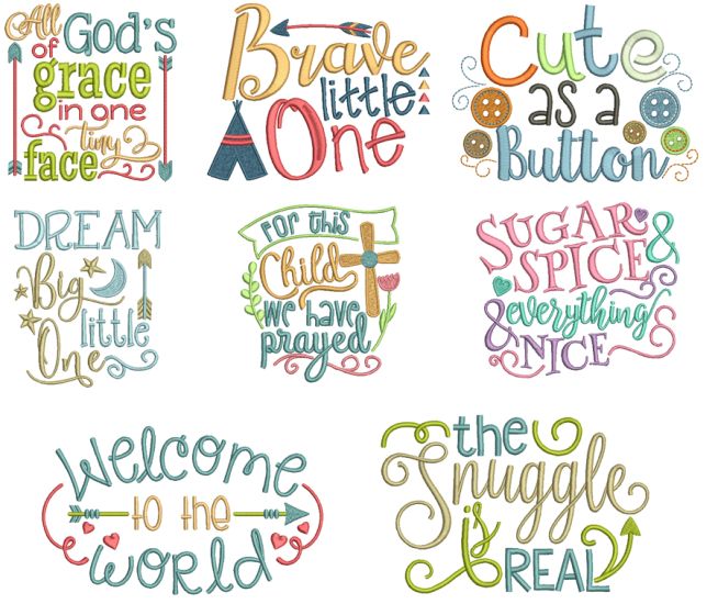 Baby Word Art Set 1 Machine Embroidery Designs by JuJu
