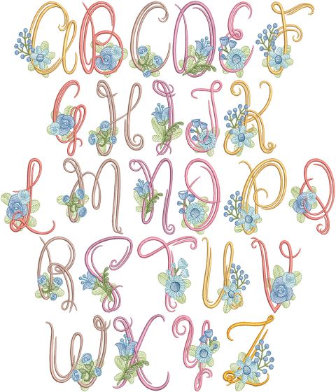 Swirly Flower Alphabet | Machine Embroidery Designs by JuJu