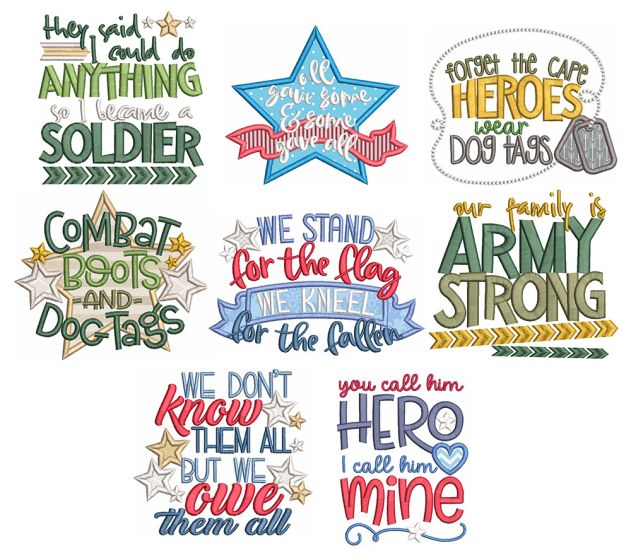 Military Word Art Machine Embroidery Designs By JuJu
