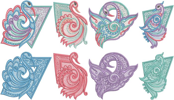 Free Standing Lace Exotic Birds 1 | Machine Embroidery Designs by JuJu