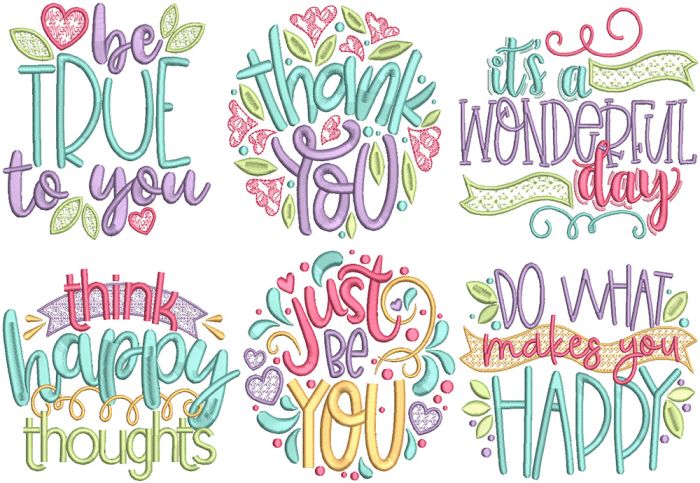 Feel Good Word Art 1 Machine Embroidery Designs by JuJu