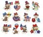Patriotic Sock Monkeys Applique Machine Embroidery Designs by JuJu 