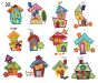 Whimsical Cottages Houses 5x7 Applique Machine Embroidery Designs by JuJu 