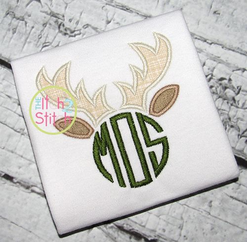 Deer Antlers Monogram Applique | Machine Embroidery Designs by JuJu
