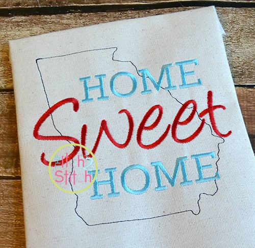 Home Sweet Home Georgia Embroidery | Machine Embroidery Designs by JuJu