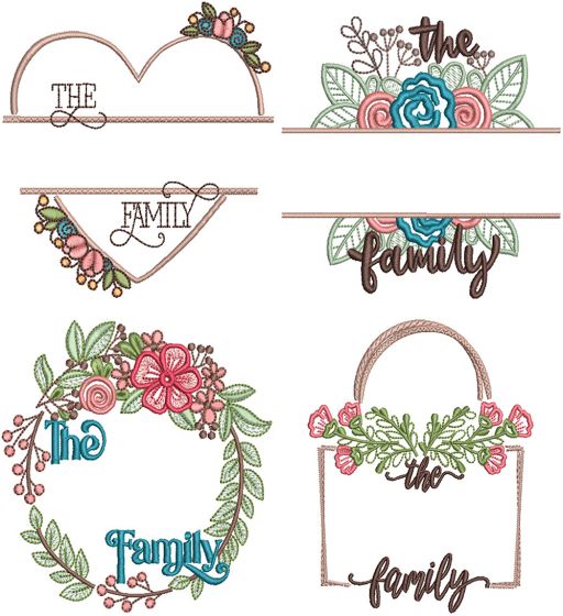 Family Wreaths 3 | Machine Embroidery Designs by JuJu