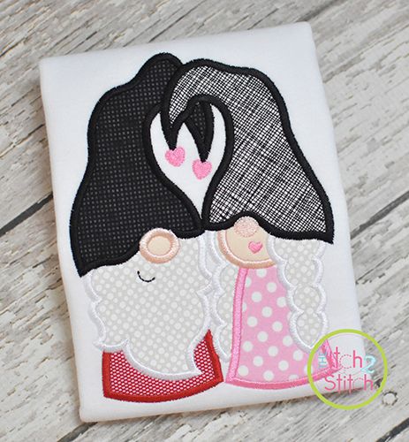 Gnome Couple Applique Design | Machine Embroidery Designs by JuJu