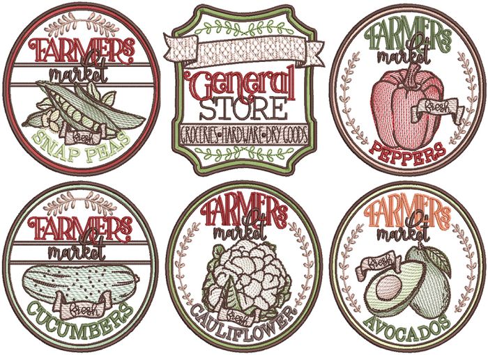 Farmers Market 1 | Machine Embroidery Designs by JuJu