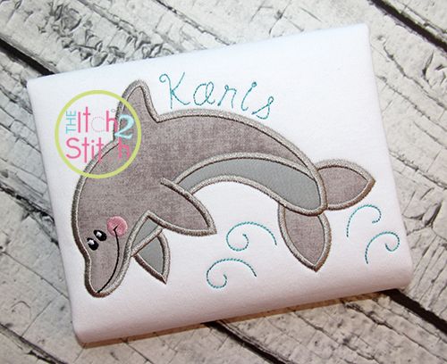 Jumping Dolphin Applique | Machine Embroidery Designs by JuJu