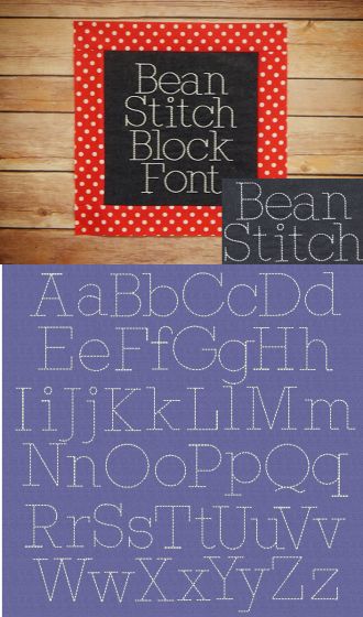 Bean Stitch Block Font Machine Embroidery Designs by JuJu