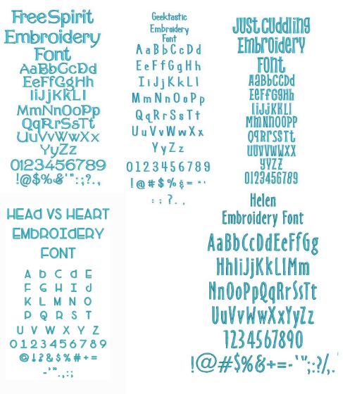 Quarter Inch Font Bundle 9 | Machine Embroidery Designs by JuJu