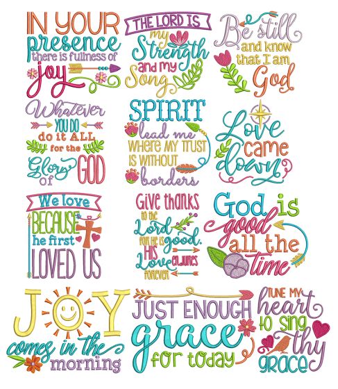 Soulful Sayings Set 1 Machine Embroidery Designs by JuJu
