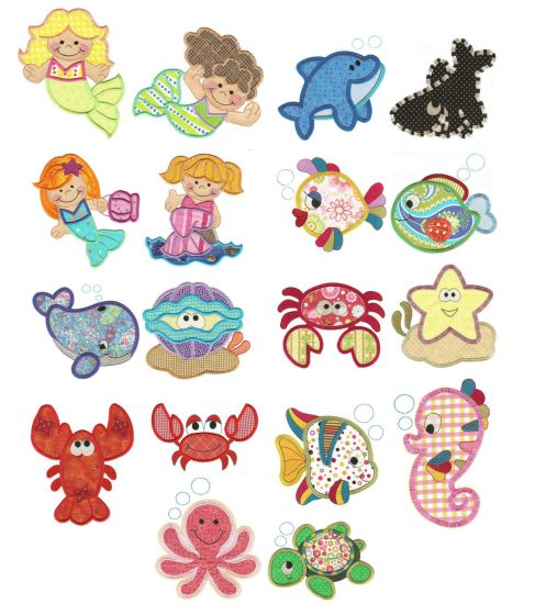 Jumbo Under the Sea Applique Machine Embroidery Designs by JuJu 