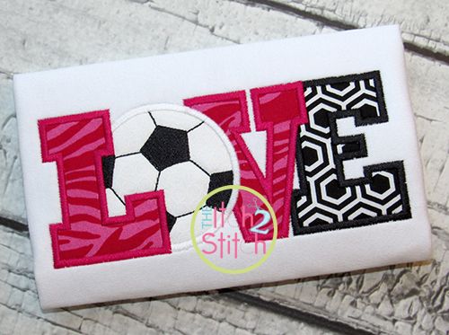 Soccer Love Applique | Machine Embroidery Designs by JuJu