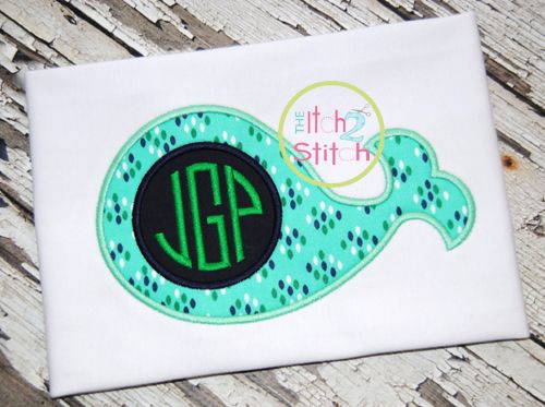 Whale Monogram Applique | Machine Embroidery Designs by JuJu
