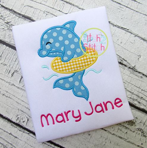 Dolphin Inner Tube Applique | Machine Embroidery Designs by JuJu