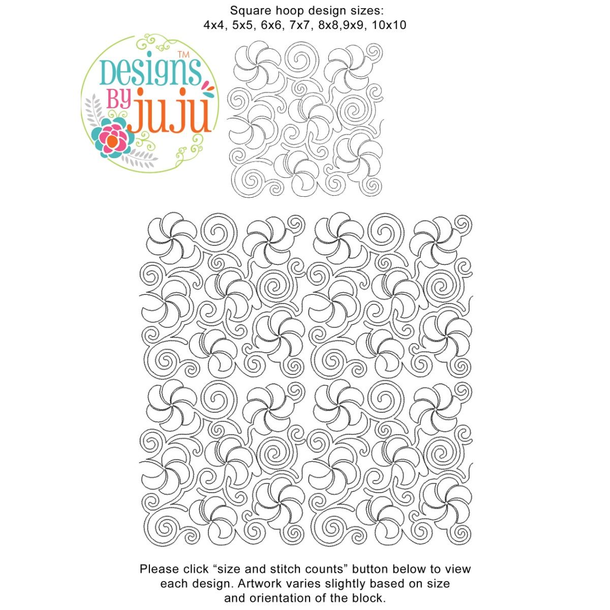 激安通販 Spiral Flowers Design Quilting End-to-End Curves And コレクション