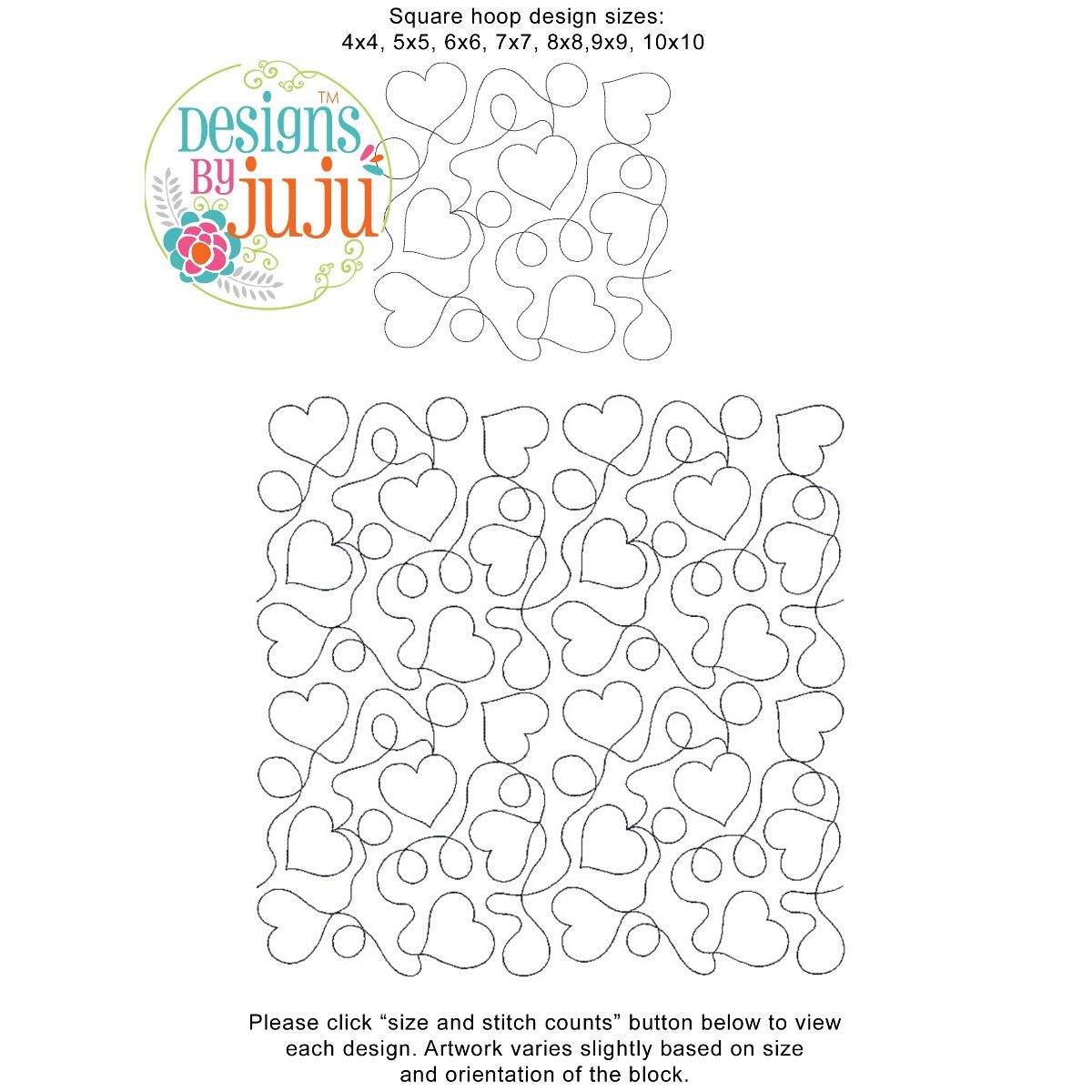 Hearts and Loops End-to-End Quilting Embroidery Design
