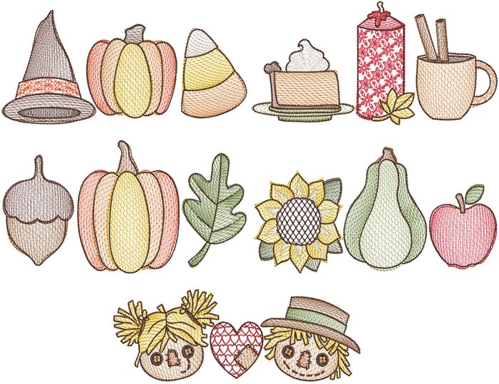 Fall Trios | Machine Embroidery Designs by JuJu